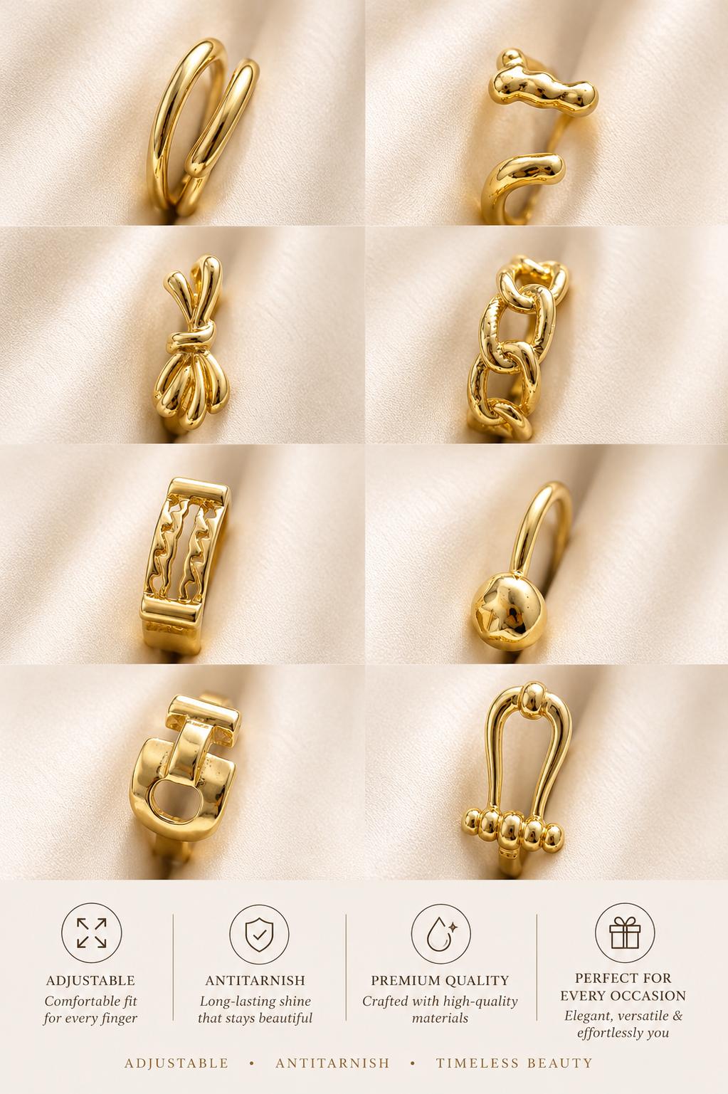 Statement Gold Rings Adjustable ✨