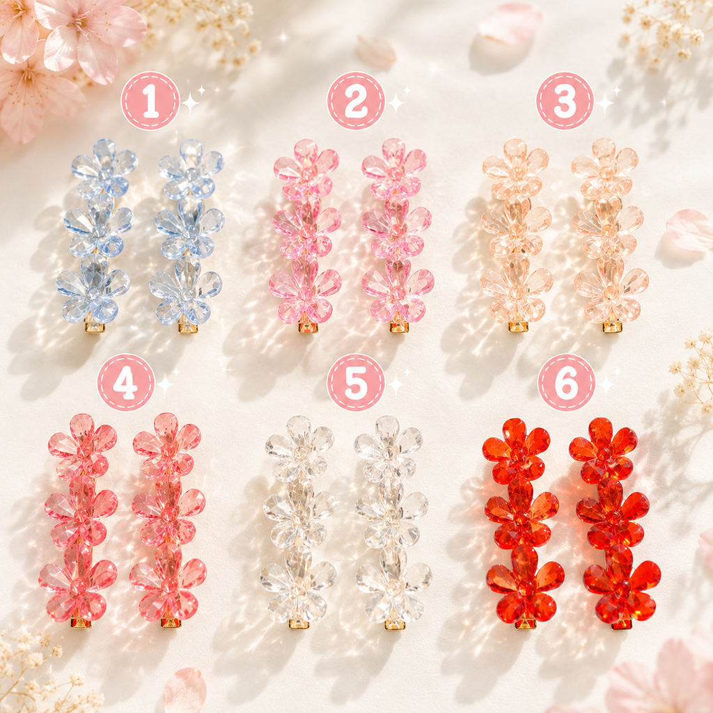 Luxe crystal flower hair clips ✨