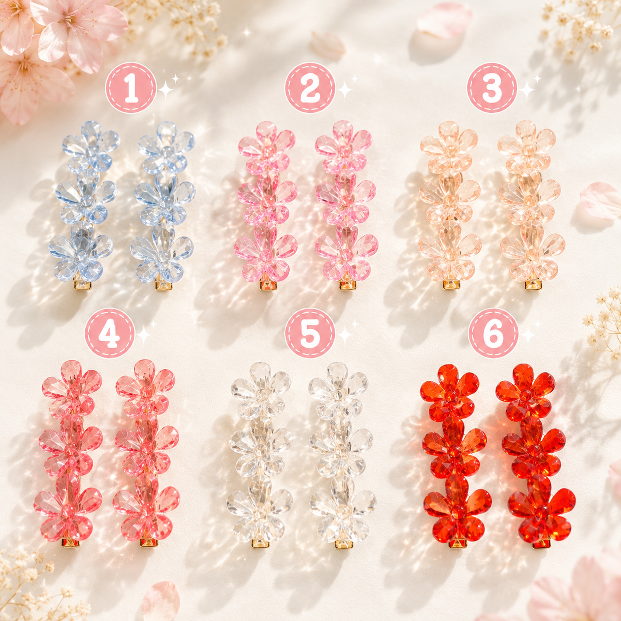 Luxe crystal flower hair clips ✨