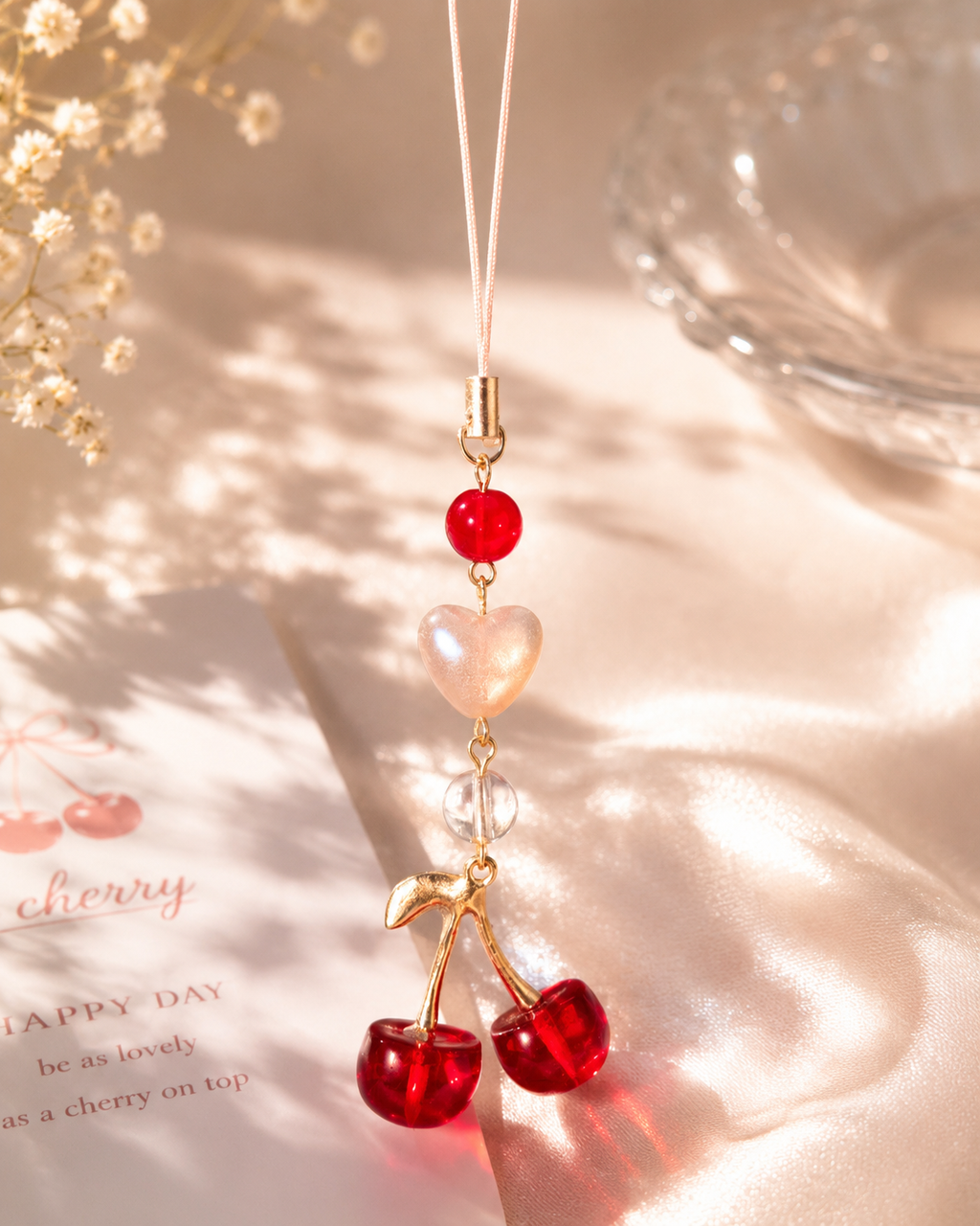 Handmade Cherry Phone Charm 🍒