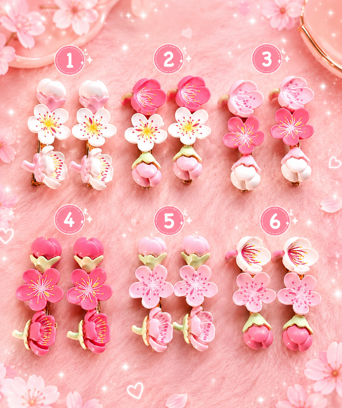 🌸 Sakura Blossom Hair Clips