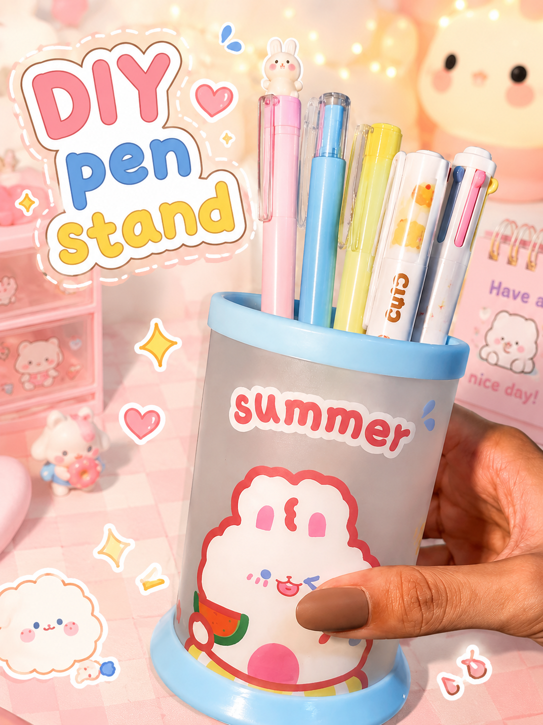 DIY Kawaii Pen Stand ✨🖊️