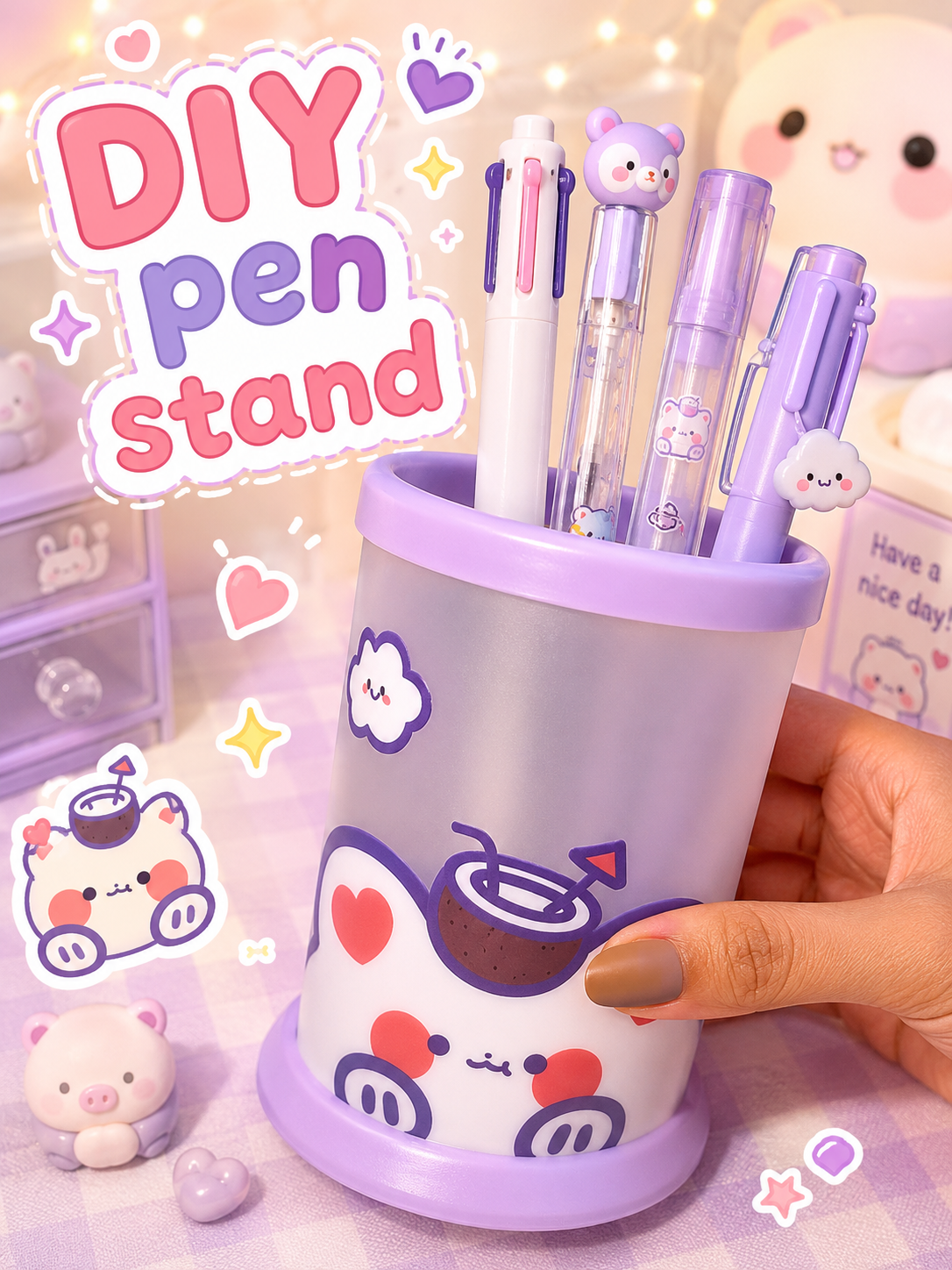 DIY Kawaii Pen Stand ✨🖊️