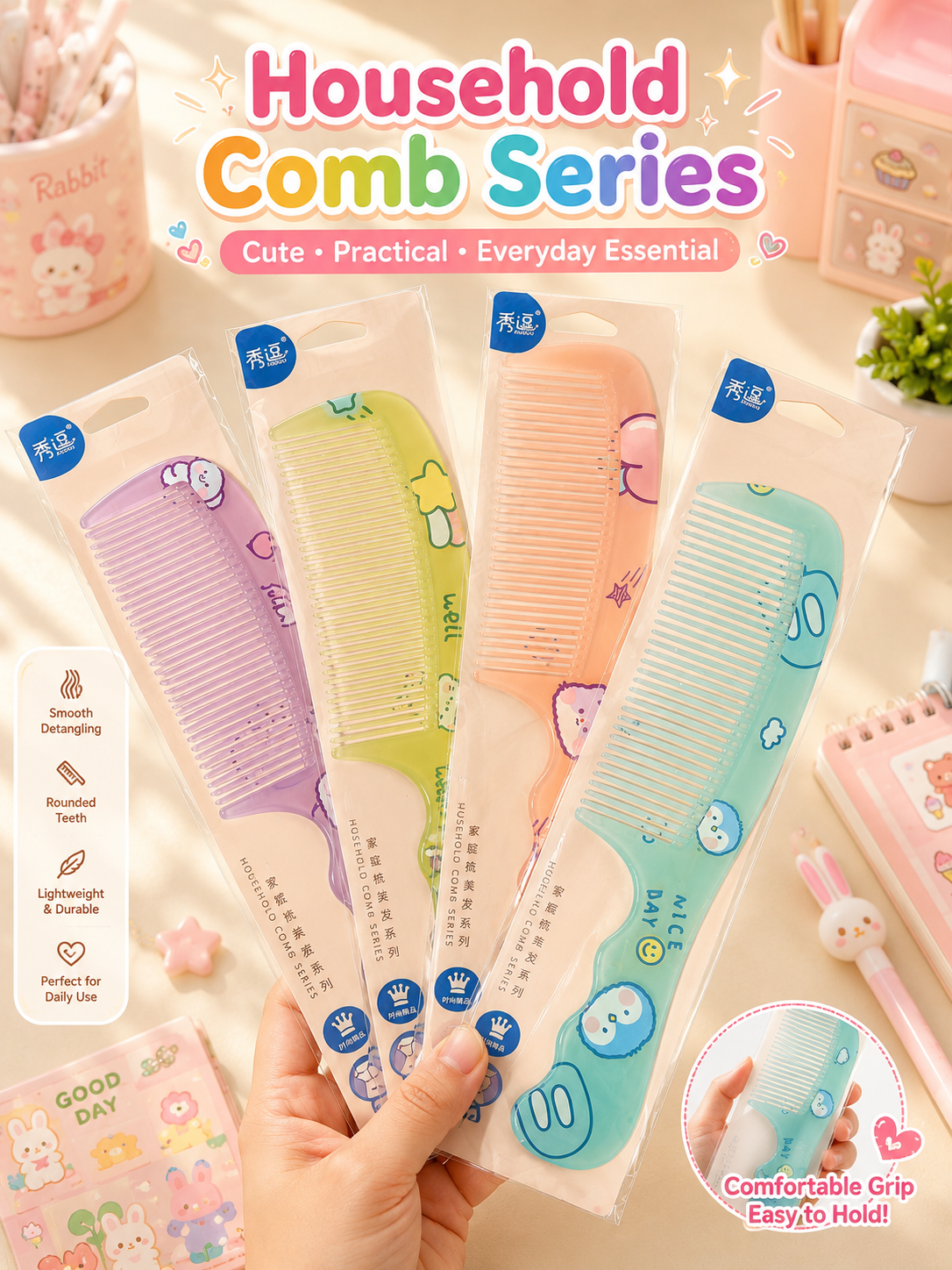 Kawaii Fine-Tooth Hair Comb 🌸✨