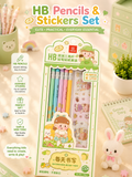 Kawaii HB Pencils &amp; Stickers Set ✏️🌈