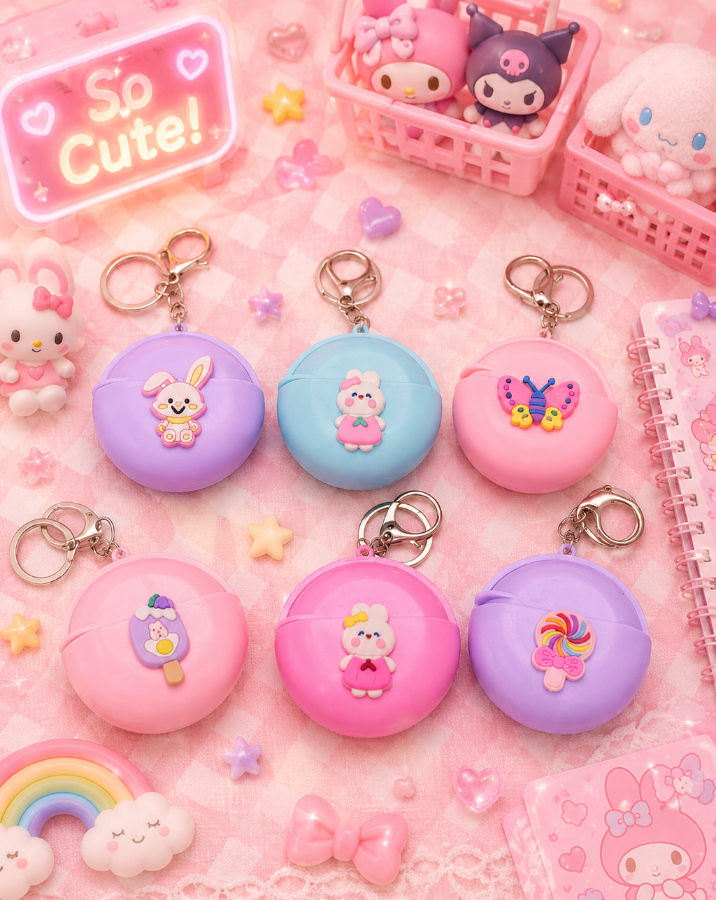 Kawaii Hard Coin Pouch Keychain 🎀✨