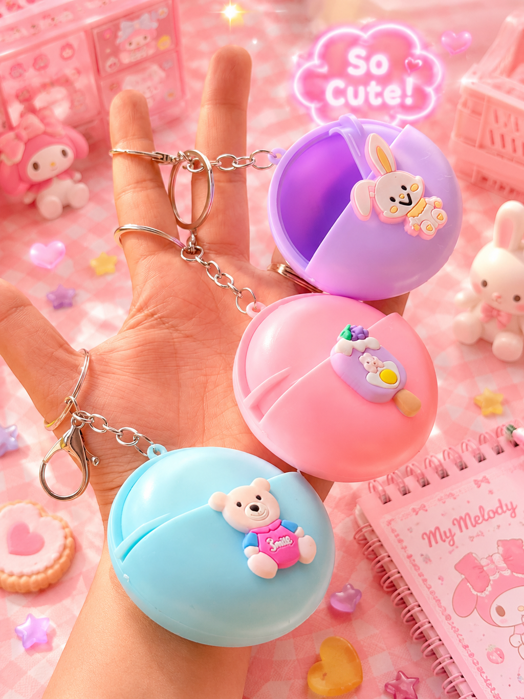 Kawaii Hard Coin Pouch Keychain 🎀✨