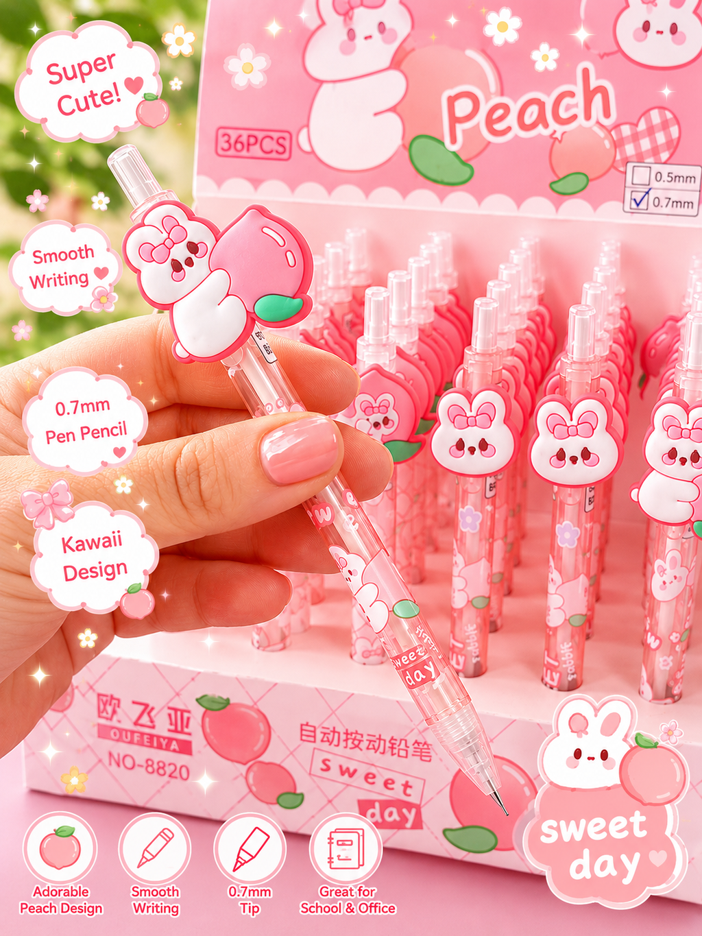 Kawaii Peach Pen Pencil🌸🍑