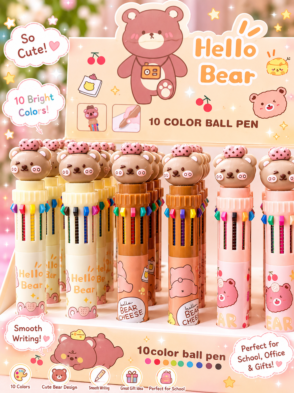 Bear 10-Color Ball Point Pen 🌸🧸