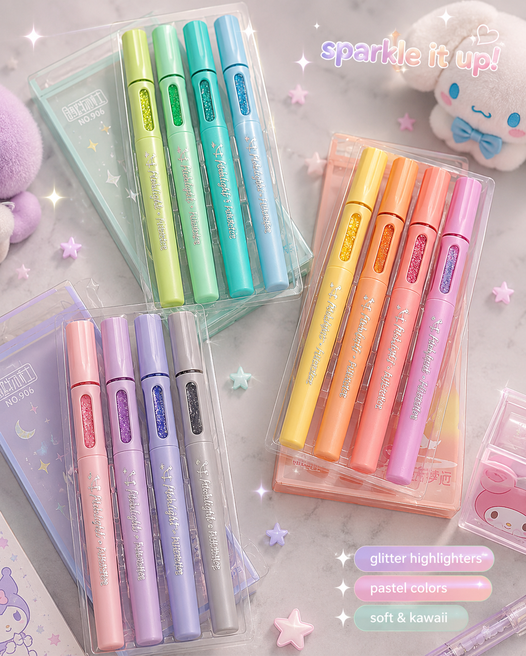 Dreamy Glitter Highlighters Set of 4 ✨✨✨