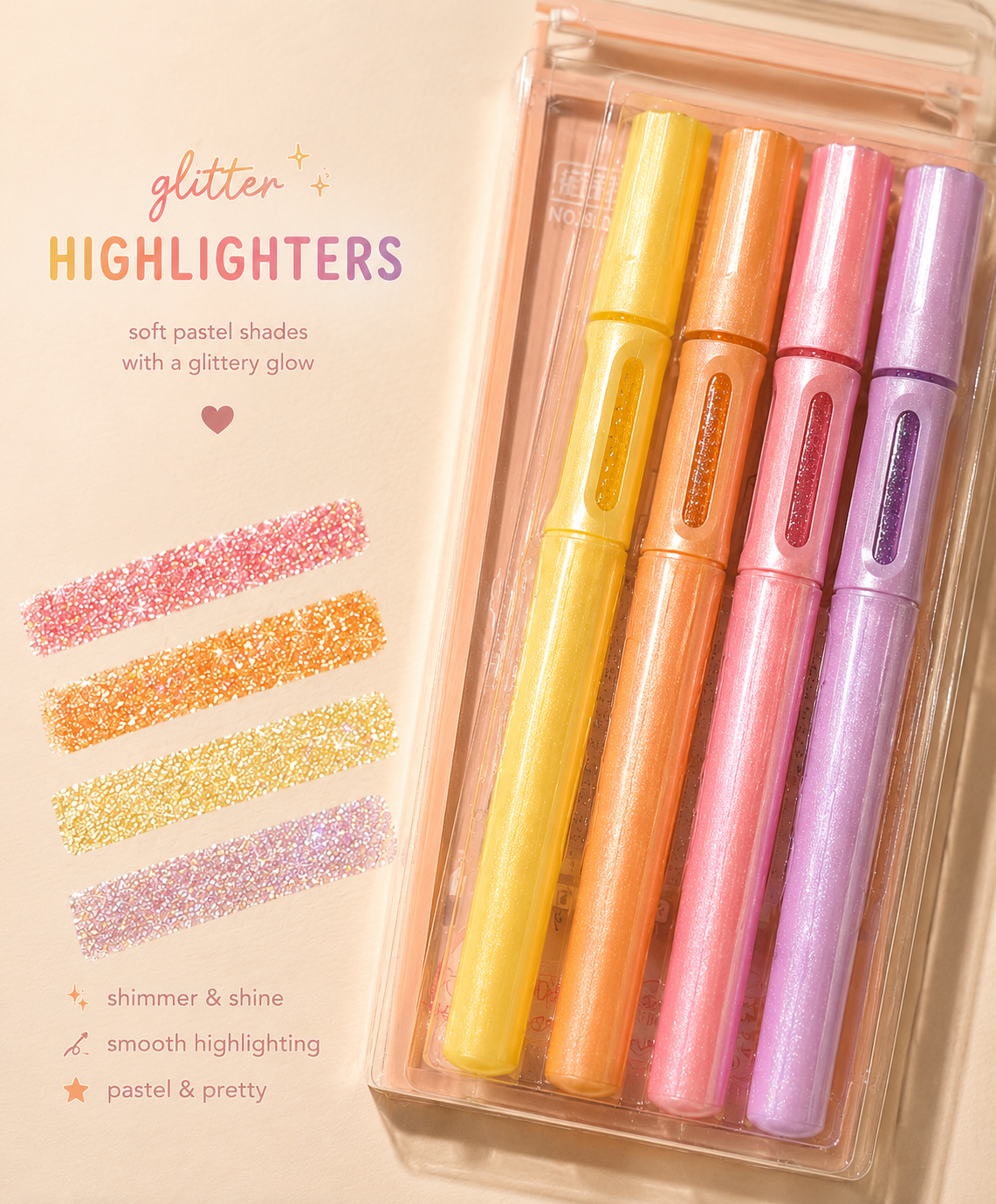 Dreamy Glitter Highlighters Set of 4 ✨✨✨