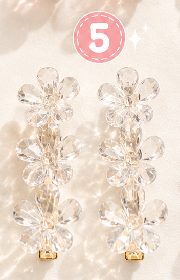 Luxe crystal flower hair clips ✨